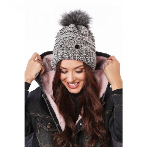Cappuccino-black winter hat with welt