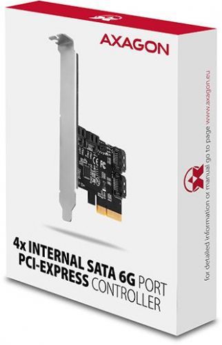 Axagon PCES-SA4X4, PCIe řadič - 4x interní SATA 6G port, ASM1164, SP & LP (PCES-SA4X4)