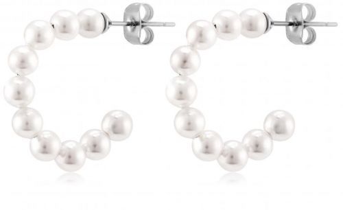 Troli Kruhové ocelové náušnice s perlami VAAJDE201396G