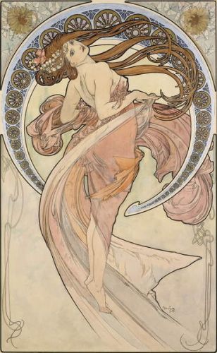 Mucha, Alphonse Marie Mucha, Alphonse Marie - Obrazová reprodukce La Danse, 1898, (24.6 x 40 cm)