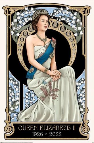 PYRAMID INTERNATIONAL Plakát, Obraz - Art Nouveau - The Queen Elizabeth II, ( x 61 cm)