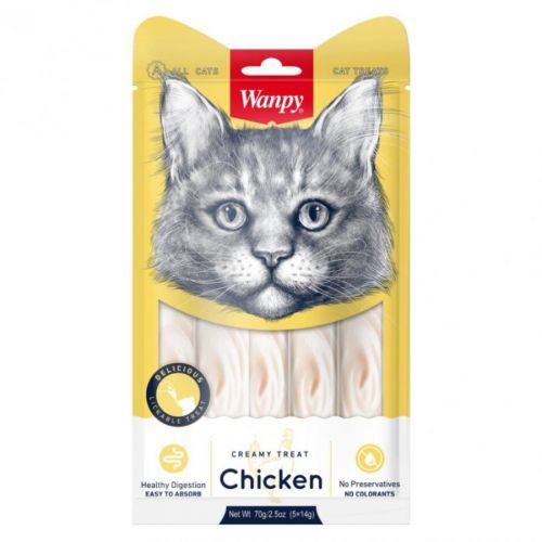 WANPY Creamy treat chicken pro kočky 5 x 14 g
