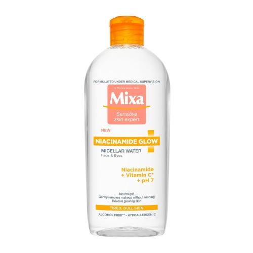 Mixa Niacinamide Glow Micellar Water 400 ml hydratační a rozjasňující micelární voda pro unavenou pleť pro ženy