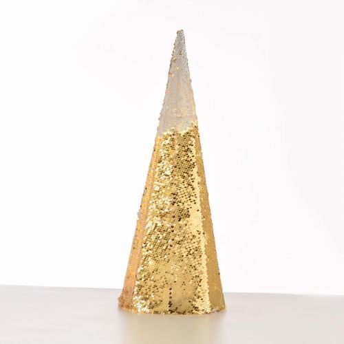 ACA Lighting šampaň zlatá plus bílá dekorační kuželový strom 20 WW LED na baterie 3xAA, IP20 pr.20,5x60cm X1124118 Teplá bílá