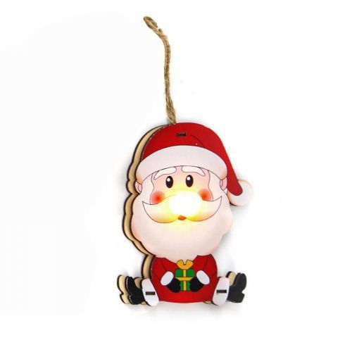 ACA Lighting dřevěná závěsná dekorace santa, 1 LED, na baterie (1xCR2032), WW, IP20, 7x2.3x10cm X0711668 Teplá bílá