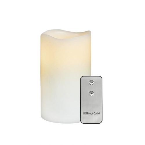 ACA Lighting bílá svíčka, 1 LED na baterie 2xAA plus dálkové ovládání, teplá bílá, IP20, pr.7.5x15cm F0711516 Teplá bílá