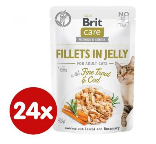 Brit Care Cat Fillets in Jelly with Fine Trout & Cod 24x85 g - 24 x 85g