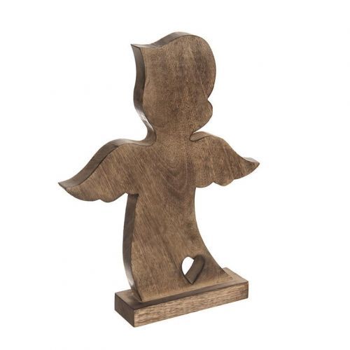 Dřevěný anděl MANGO SRDÍČKO, 38,5 cm