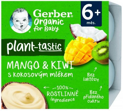 Gerber Organic 100% rostlinný dezert mango a kiwi s kokosovým mlékem 90 g