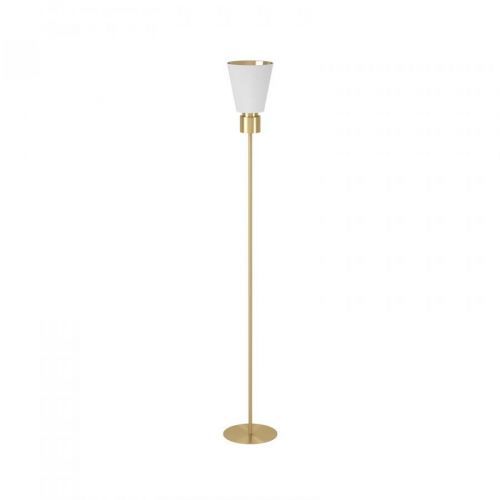 EGLO Stojací lampa Aglientina, mosaz/bílá, jeden zdroj, Obývací pokoj / jídelna, ocel, E27, 40W, K: 170cm