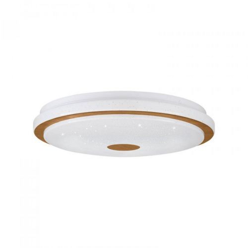 EGLO LED stropní světlo Lanciano 1 s ovladačem Ø38cm, Obývací pokoj / jídelna, plast, dřevo, ocel, 24W, K: 7cm