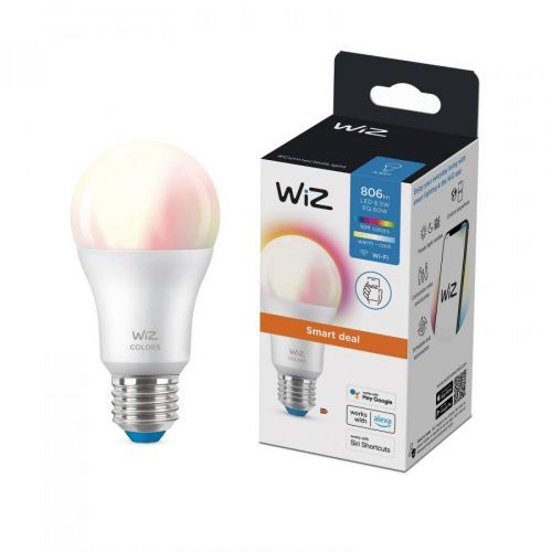 WiZ A60 LED žárovka Smart Deal Wi-Fi E27 8W CCTRGB, plast, E27, 8W, Energetická třída: F, P: 12.2 cm