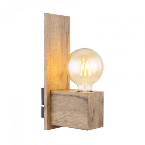 Globo Nástěnné světlo Erna vzhled dřeva, Obývací pokoj / jídelna, kov, E27, 60W, L: 9 cm, K: 30cm