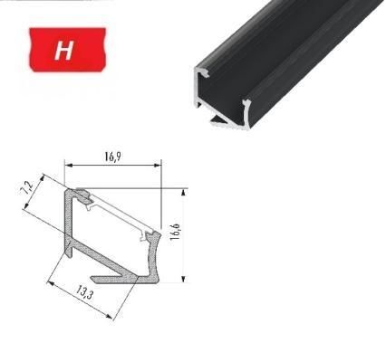 LEDLabs Hliníkový profil LUMINES H 3m pro LED pásky, černý