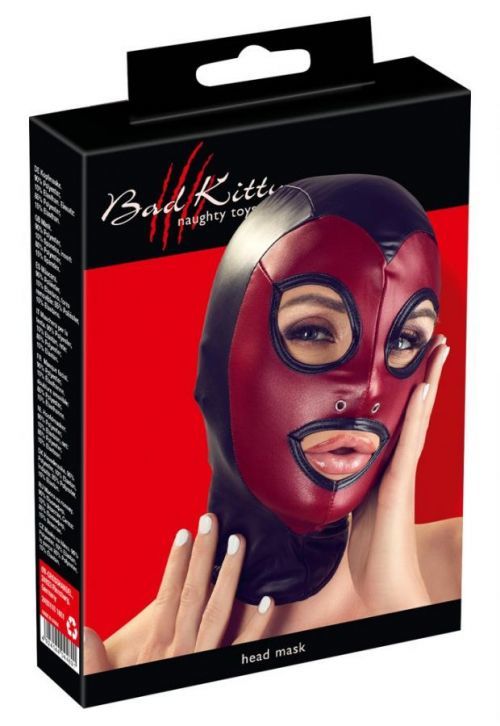Bad Kitty - cute shiny mask (black-red)