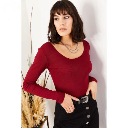 Olalook Women's Burgundy Wide Collar Camisole Blouse