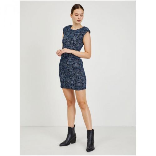 Tmavě modré dámské vzorované pouzdrové šaty ORSAY - Dámské