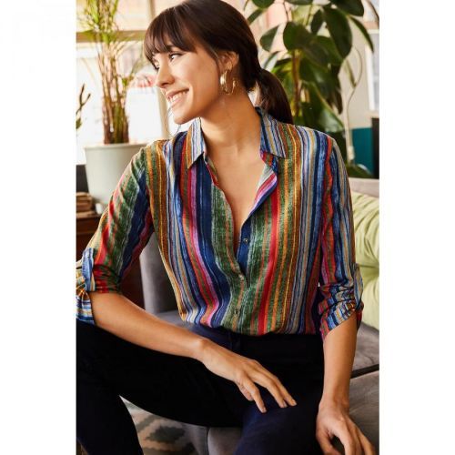 Olalook Women's Multicolored Antique Woven Viscose Shirt