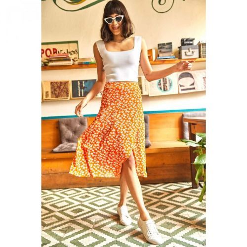 Olalook Women's Orange Wrapped Skirt