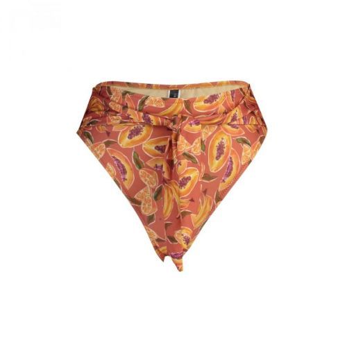Trendyol Orange-Multicolored Fruit Patterned High Waist Bikini Bottom