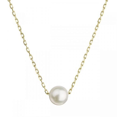 Evolution Group Zlatý 14 karátový náhrdelník žluté zlato s bílou říční perlou 92P00027
