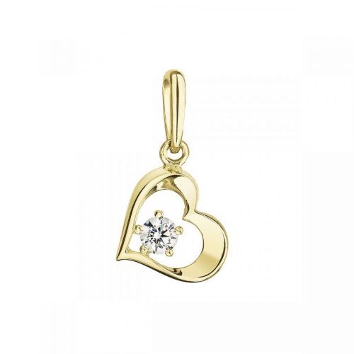 Evolution Group Zlatý 14 karátový přívěsek srdce žluté zlato s bílým zirkonem 94Z00012 crystal