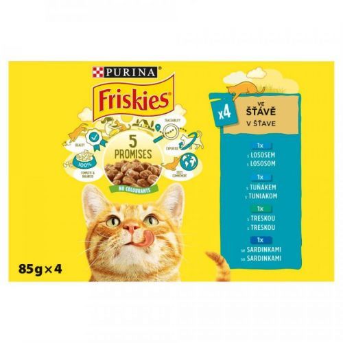 FRISKIES multipack 4x85g - losos/tuňák/treska/sardinky