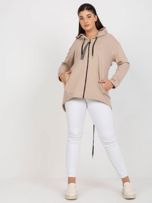 BÉŽOVÁ ASYMETRICKÁ MIKINA -RV-BL-8266.34P-BEIGE Velikost: ONE SIZE