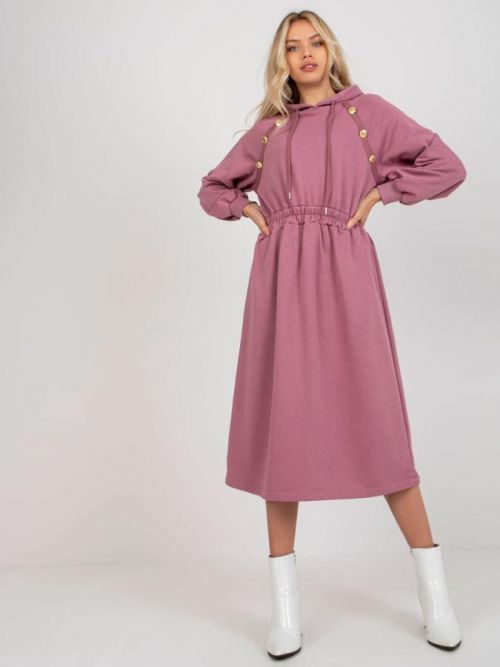 RŮŽOVÉ DELŠÍ MIKINOVÉ ŠATY S KAPUCÍ RV-SK-8336.12P-PINK Velikost: ONE SIZE