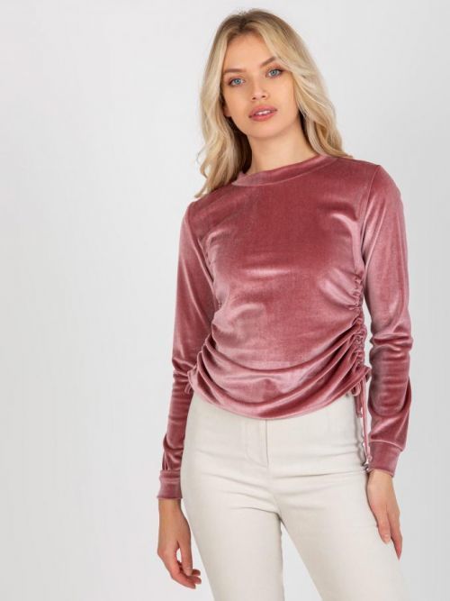 SVĚTLE RŮŽOVÁ DÁMSKÁ SAMETOVÁ HALENKA LK-BZ-509033.36P-LIGHT PINK Velikost: S/M