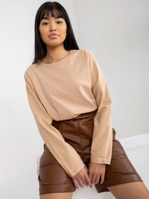 BÉŽOVÉ BAVLNĚNÉ BASIC TRIČKO -VI-BZ-075.25X-BEIGE Velikost: S