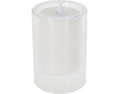 LED svíčka ve skle 10x15 cm, transparentní