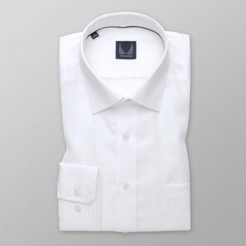 Pánská klasická košile bílé barvy s hladkým vzorem 14723
