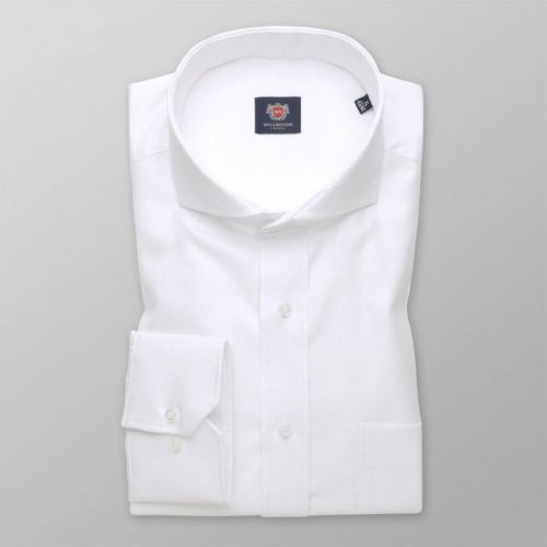Elegantní pánská košile klasická bílé barvy s jemným vzorem 14713