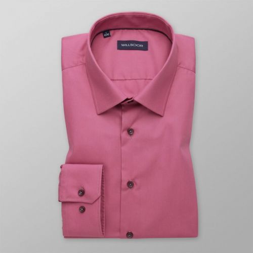 Pánská klasická košile růžové barvy s hladkým vzorem 14715