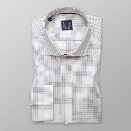 Pánská klasická košile bílá s kostkovaným vzorem 14717