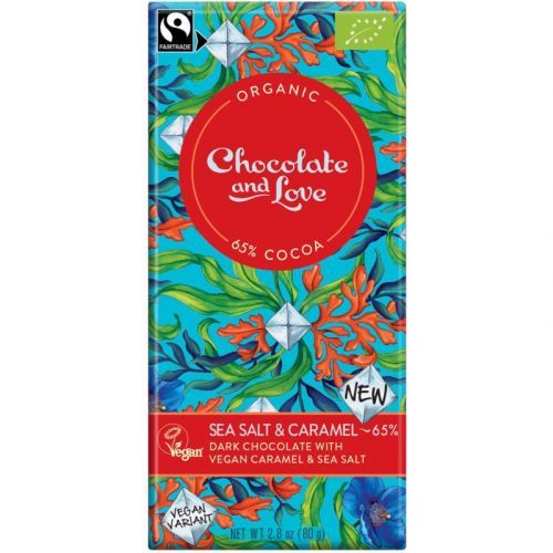 Chocolate & Love Sea Salt & Vegan Caramel 65 % hořká čokoláda v BIO kvalitě bez mléka 80 g