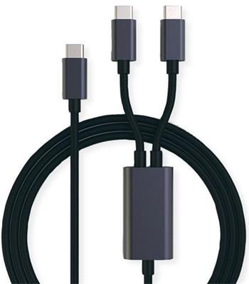 Roline Napájecí kabel USB C, USB C - 2x USB C, 100W, černý, 1,85 m