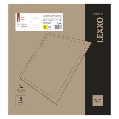 LED panel LEXXO backlit 60×60, čtvercový vestavný bílý, 34W neutr. b.