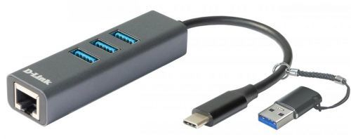 D-Link USB-C/USB to Gigabit Ethernet Adapter with 3 USB 3.0 Ports