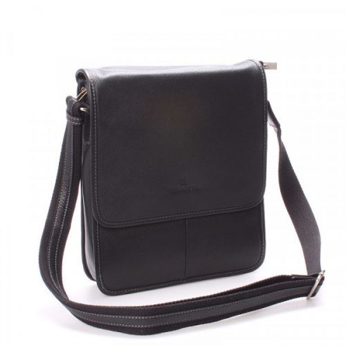 Stylová pánská kožená crossbody taška Hexagona Bonnee, černá