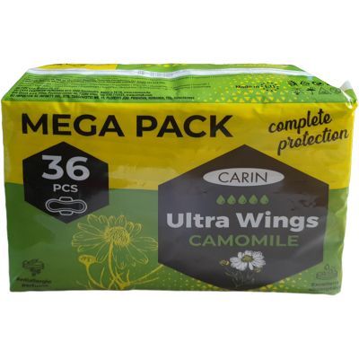 Carin Ultra Wings Camomile dámské vložky, 36 ks