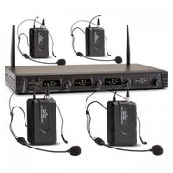 Auna Pro Duett Quartett Fix V3, 4 kanálový UHF bezdrátový mikrofonní set, dosah 50 m