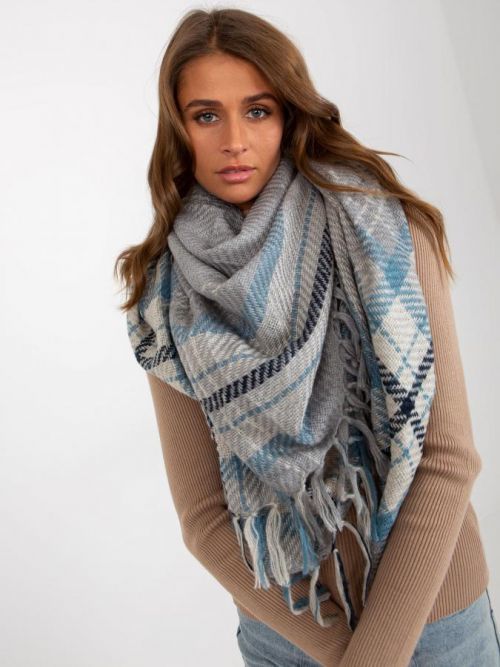 Women's gray checked scarf