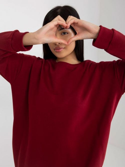 Burgundy long basic oversize sweatshirt