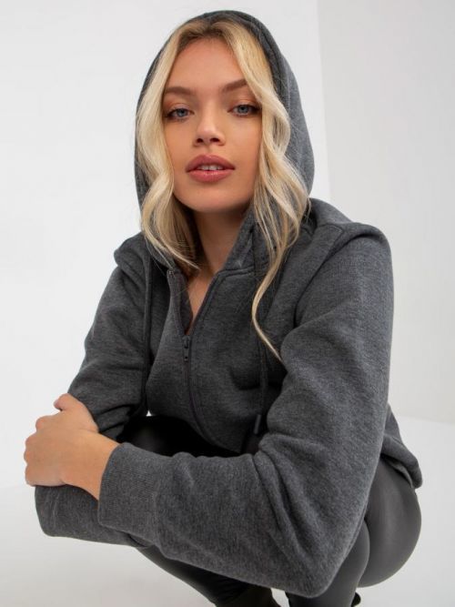 Basic dark gray RUE PARIS sweatshirt with a hood