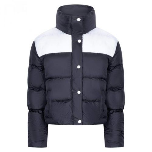 Z6649 DEWBERRY LADIES COAT-LIGHT BLACK-WHITE