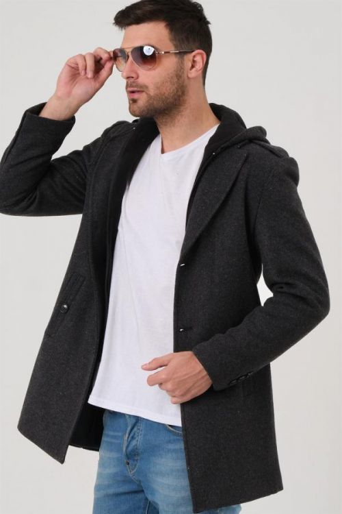 PLT8406 DEWBERRY MEN'S COAT-PATTERNED ANTHRACITE