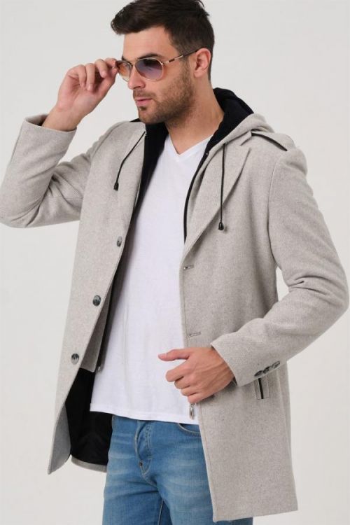 PLT8406 DEWBERRY MEN'S COAT-PATTERNED BEIGE