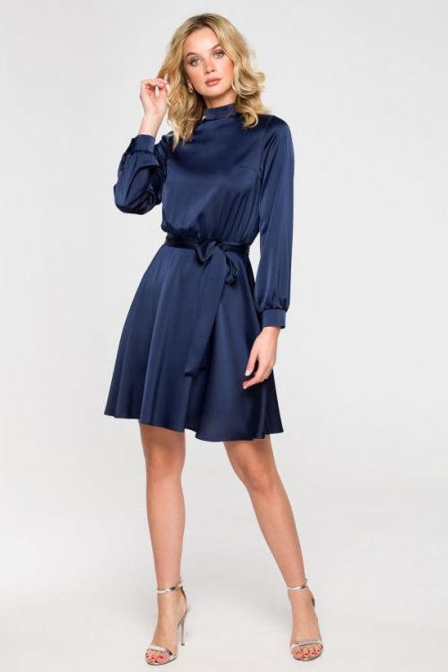 Makover Woman's Dress K157 Navy Blue